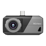 TCView thermal camera with USB-C connector for Android devices, featuring circular lens and gray body.