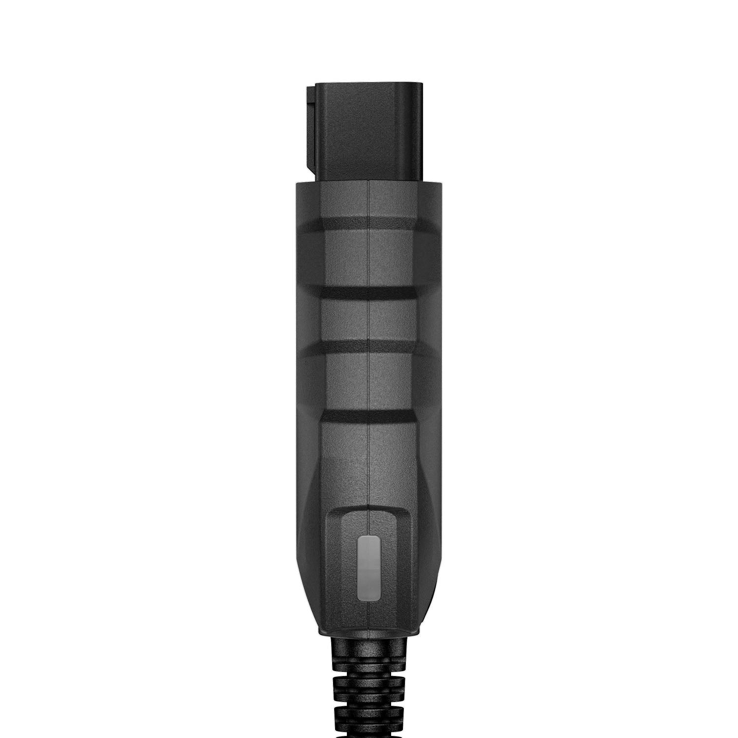 Slim side view of the RLink X3 OBD2 tool emphasizing its compact shape and precision-engineered housing.