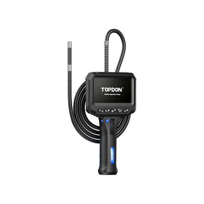 TOPDON VIS002UV handheld videoscope showing controls and 4.3-inch IPS display