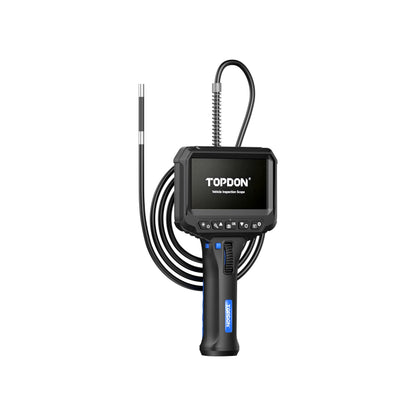 TOPDON VIS002 handheld videoscope showing controls and 4.3-inch display