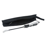 Black diagnostic probe tool with gray and black handle and flat connector tip, stored in black carrying case.