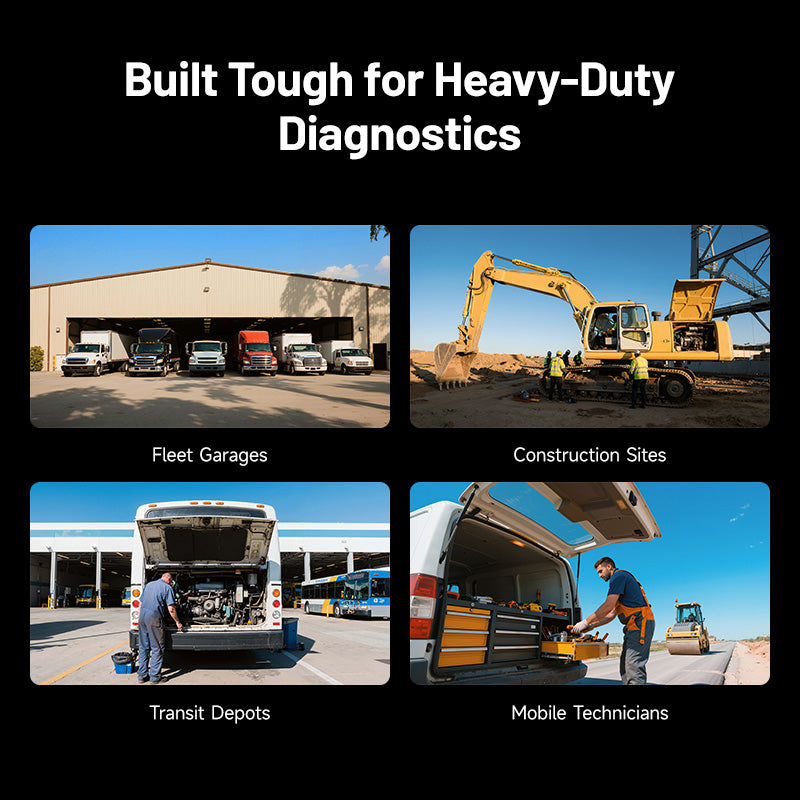TOPDON ArtiDiag HD built tough for heavy-duty diagnostics in garages, construction sites, and fleet depots