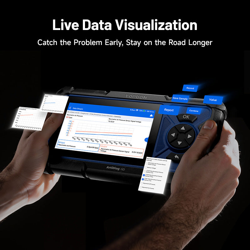 TOPDON ArtiDiag HD live data visualization to detect problems early and improve uptime