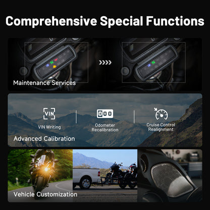 TOPDON ONE Moto motorcycle special functions for maintenance, calibration, and vehicle customization