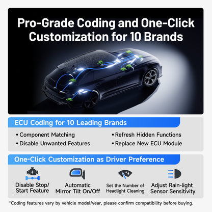 TOPDON ONE Plus providing ECU coding and one-click customization functions for supported vehicle brands