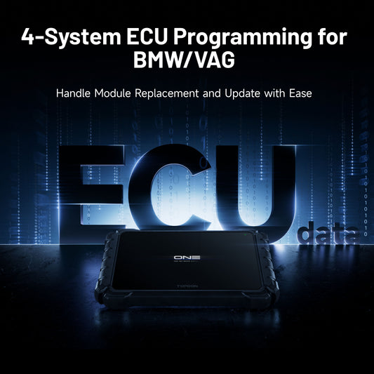 TOPDON ONE Plus supporting 4-system ECU programming for BMW and VAG vehicle module replacement and software updates
