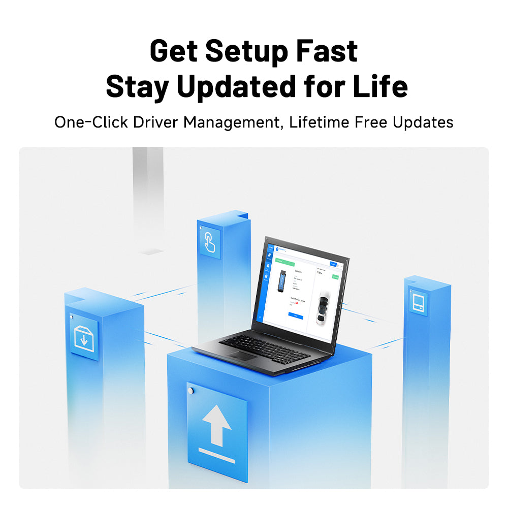 TOPDON RLink X7 diagnostic device with one-click driver management and lifetime free updates