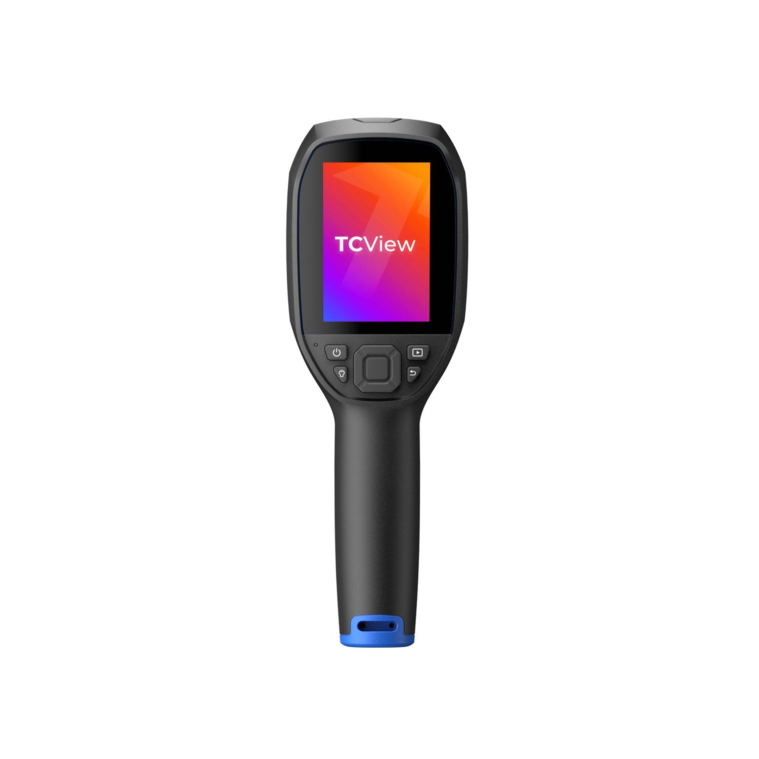 TOPDON TC004 thermal imaging camera front display screen showing TCView interface for real time thermal analysis