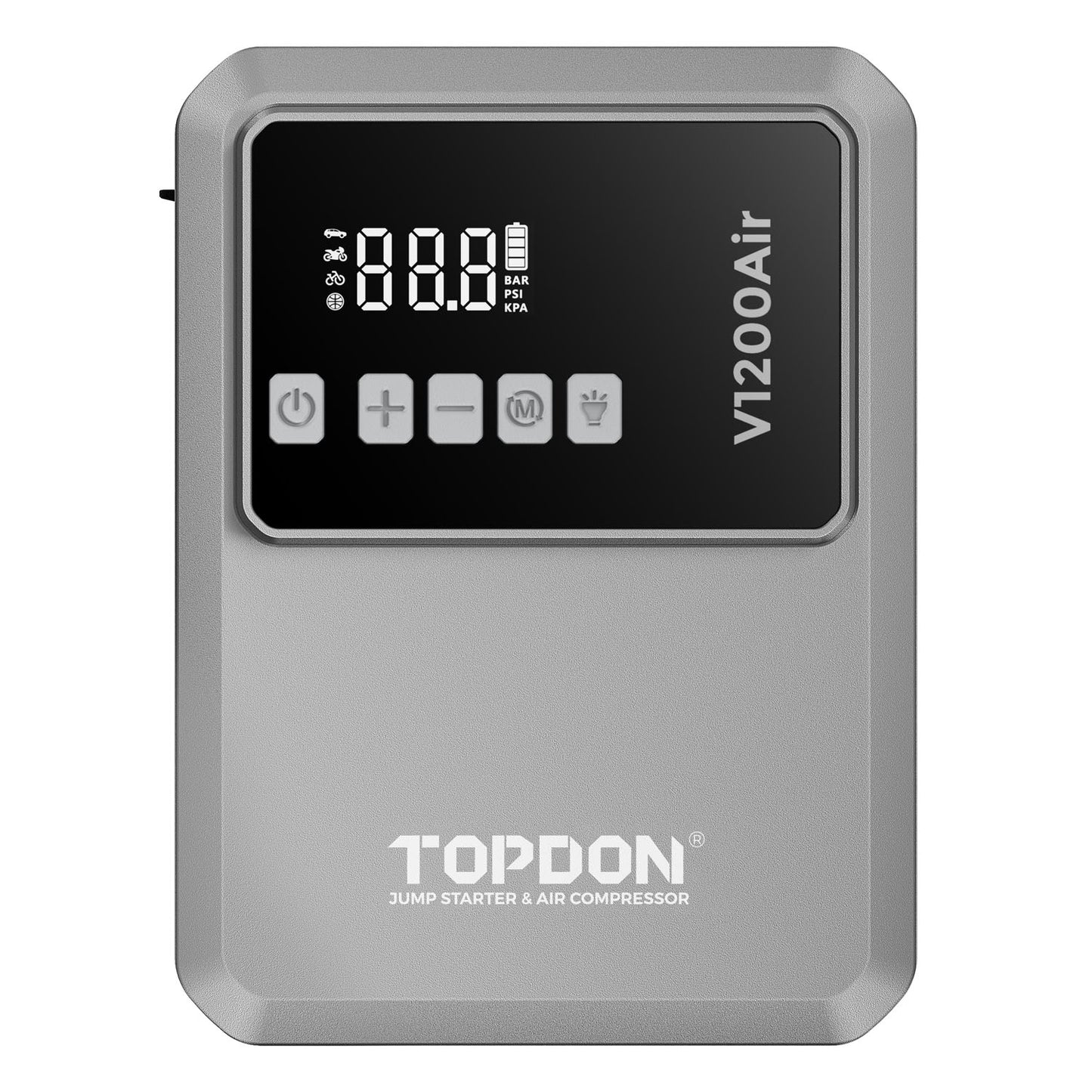 TOPDON V1200Air front panel close-up with power, mode, and light control buttons