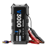TOPDON V3000 Jump Starter with power clamps - front view showing power and boost indicators