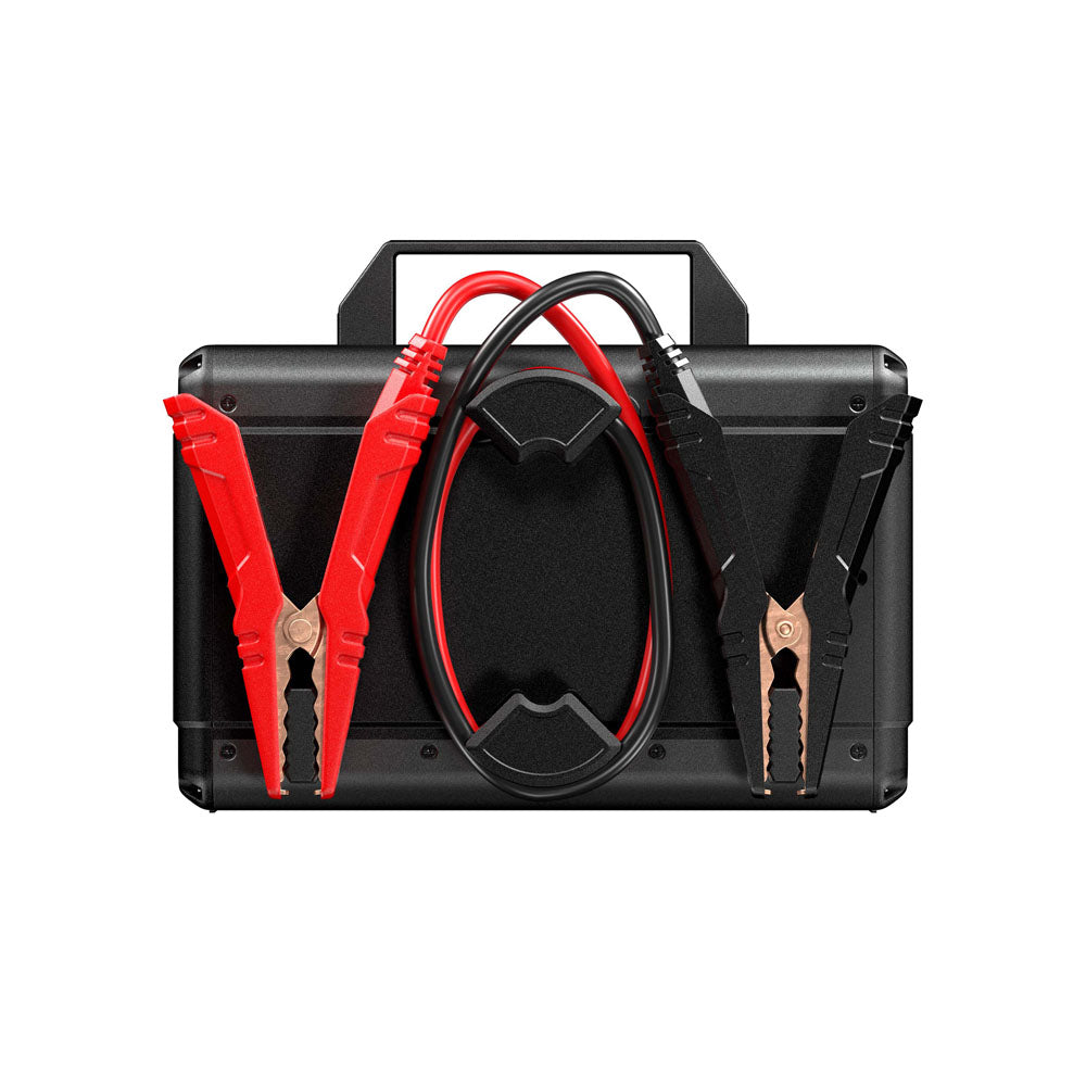 Rear view of the TOPDON V4000 HD jump starter showing cable storage area.