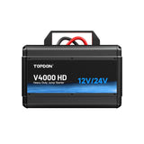 Front view of the TOPDON V4000 HD heavy duty jump starter with 12V and 24V support.