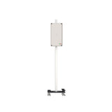 White rectangular simulator unit mounted on vertical pole with black adjustable base platform and indicator lights.