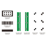 Five ADAS target calibration patterns for Honda, Mitsubishi, Hyundai, and Nissan vehicles labeled with model numbers.
