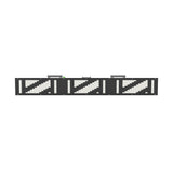 Black lidar calibration target with three white diagonal stripe patterns and mounting brackets.
