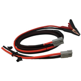 Red and black extension clamp cable with gray connectors and alligator clip terminals.