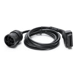 Black 6-pin cable with round connector on left and rectangular connector on right against white background.